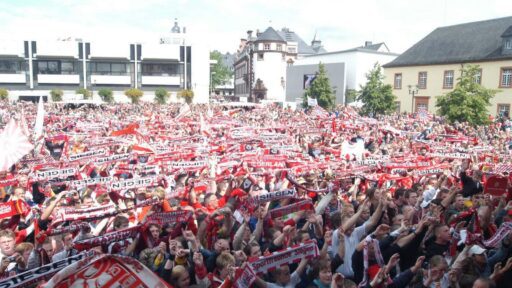Sportfreunde Siegen 2025 promotion Leimbachstadion celebration crowd